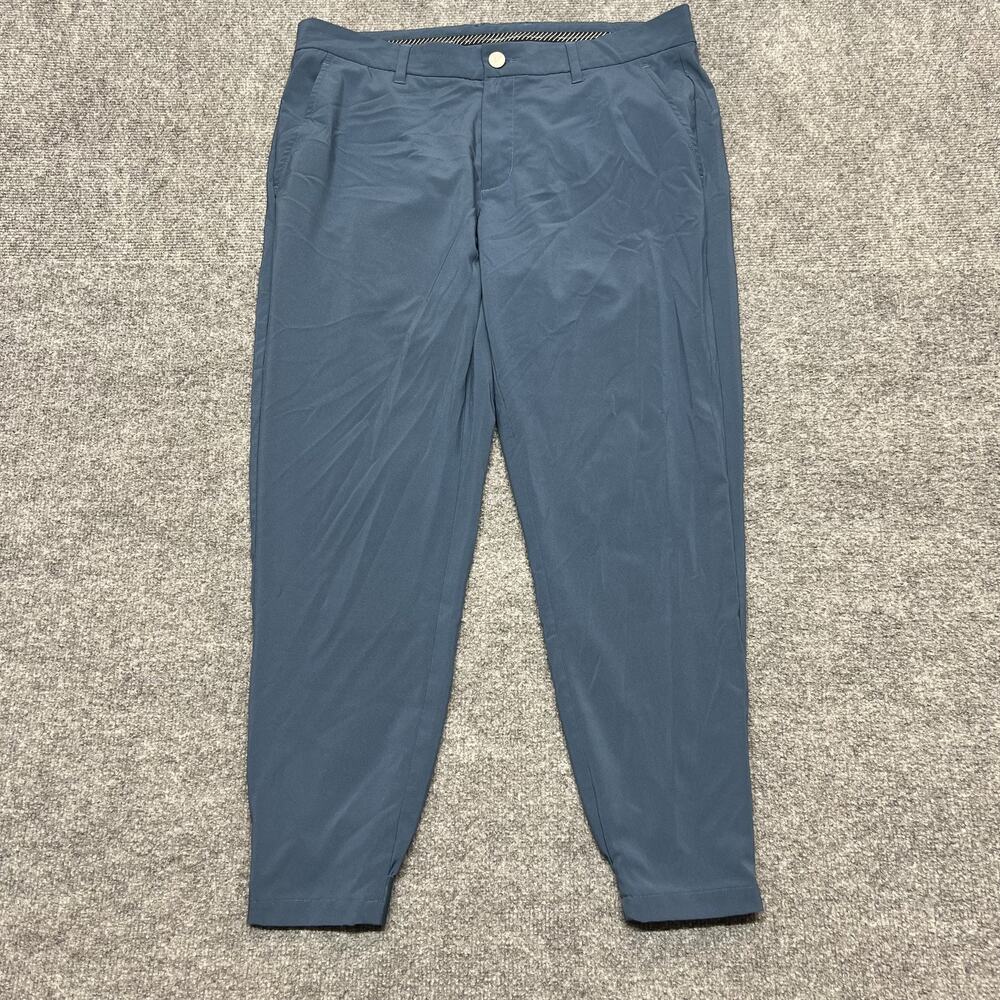 Primo Jogger Pants Men 34 Short Blue Woven Stretch Zip Hem Pockets Golf Athletic